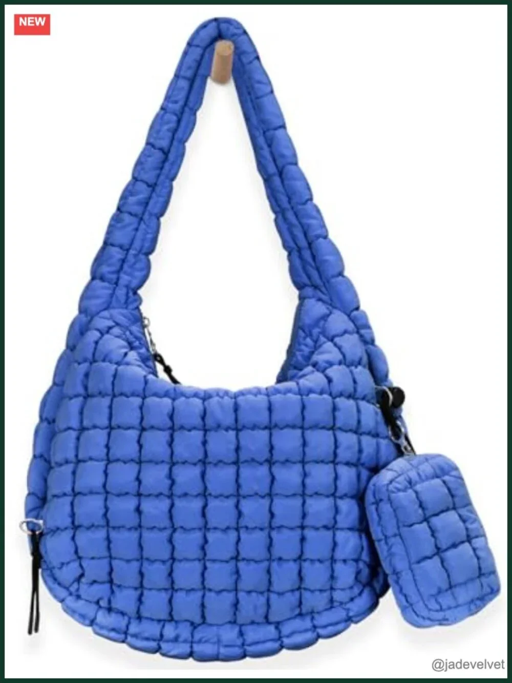 Large Quilted Puffer Tote Bag with Crossbody Strap and Makeup Bag